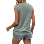 Womens Short Sleeve T Shirt Solid Color Fashionable Design Elegant Style Perfect for Casual Wear
