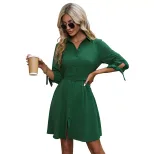 Casual Shirt Dress Solid Color Long Sleeve Lightweight Fabric Early Autumn Wear Wholesale Availa