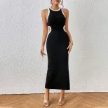 Summer Bodycon Dress Hollow Back Sleeveless Slim Fit High Slit Casual or Party Wear Wholesale Av