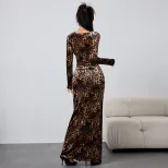 Leopard Print Maxi Dress Sexy Y2K Style Hollow Out Design Spring Summer Fashion Wholesale Availa