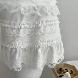 Summer Womens Ruffled Lace Trim Mini Skirt Low Waist Lightweight Fabric Elegant Design Ready to