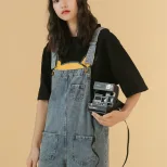 2022春秋新款时尚网红牛仔背带裤女韩版宽松港味复古连体裤九分裤