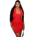 Womens Fashion Dress Solid Color Ruffled Hem Sleeveless Backless Bodycon Casual or Party Wear Wh