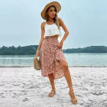 High Waisted Irregular Floral Midi Skirt Fresh and Sweet Design Summer Vacation or Date Wear Who