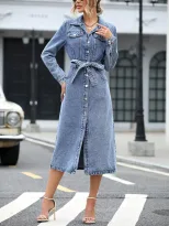 Casual Denim Dress for Women Waist Defining Stylish Comfortable Perfect for Everyday Wear Ready