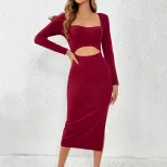 Sexy Bodycon Skirt Hollowed Waist Design Slim Fit Side Slit Night Out Party Wear Wholesale Avail