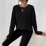 Casual Loose Fit Solid Color Sweater Round Neck Autumn Winter Comfortable Fabric Wholesale Avail