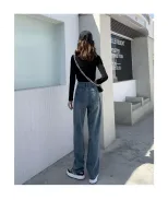 跨境牛仔裤女2023春季新款宽松百搭学生直筒显瘦垂感阔腿拖地长裤