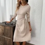 Casual Womens Dress Fashionable Slim Fit Versatile Mid Length Spring Summer Collection Wholesale