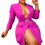 Bodycon Business Suit Dress Elegant Design Plus Size Long Sleeve Lapel Collar Spring and Autumn
