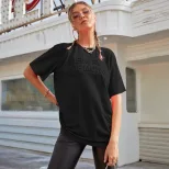 Casual Loose Fit T Shirt Comfortable Trendy Letter Print Everyday Wear Wholesale Available