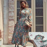 Long Sleeve Floral Maxi Dress Elegant Design Autumn Winter Style Perfect for Parties or Casual W