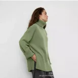 Loose Fit Turtleneck Sweater Solid Color Knitted Split Hem Autumn Winter Womens Fashion Wholesal