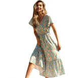 Floral Print Chiffon Dress V Neck Casual Style Vacation Ready Wholesale Available factory direct