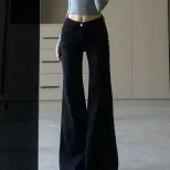 Black High Waist Flared Jeans for Women Stretchy Slim Fit Casual Spring Autumn Wear