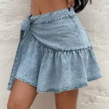 Denim Midi Skirt Casual Style Comfortable Fit Versatile for Vacation or Daily Wear Ready to Ship