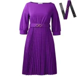 Elegant Womens African Dress Round Neck Three Quarter Sleeve Pleated Design Perfect for Parties