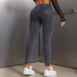 High Waisted Stretch Denim Skinny Jeans Butt Lifting Comfortable Fit Versatile Style Casual Wear