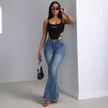 High Waisted Slim Fit Stretch Flare Jeans Versatile Design for Women Perfect for Casual Wear Who