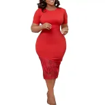 Plus Size Womens Dress Elegant Beaded Bodycon Style Summer Occasion Wholesale Available factory