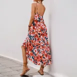 Summer Vacation Dress Casual Beach Style Floral Print Sleeveless Comfortable Fabric Wholesale Av