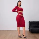 Wine Red One Shoulder Midi Dress Elegant Design Spring Summer Collection Perfect for Parties Who