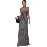 Womens Summer Dress French Style Striped Halter Neck Long Dress Sexy Backless Design