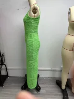 Summer Casual Womens Dress Slim Fit U Neck Solid Color Spaghetti Straps Perfect for Parties or E