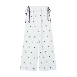 Summer Womens Casual Pants Lace Trim Bow Detail Loose Fit Wide Leg Perfect for Everyday Wear Wholesale Available