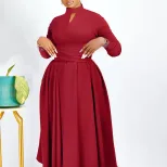 Plus Size African Style Dress Elegant Ruffled Design Flowy A Line Silhouette Fashionable for Cas