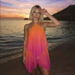 Summer Womens Fashion Dress Halter Neck Backless Bodycon Fit Gradient Color Perfect for Parties