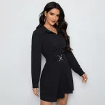 Button Down Long Sleeve Shirt Dress Casual Style Autumn Collection Versatile for Work or Outings