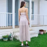 Summer A Line Plaid Maxi Dress Sexy Backless Design Slim Fit Comfortable Fabric Perfect for Part