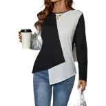 Fashionable Color Block V Neck T Shirt Womens Casual Style Perfect for Everyday Wear Wholesale A