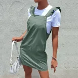 Summer Ruffle Hem Sleeveless Dress Solid Color Fashionable Design Comfortable Fit Perfect for Ca