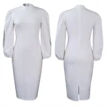 Plus Size Womens Dress Solid Color Elegant Style Fashionable Design Autumn Winter Collection Who