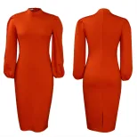 Plus Size Womens Dress Solid Color Elegant Style Fashionable Design Autumn Winter Collection Who