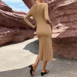 Bodycon Long Sleeve Dress Sexy Hollow Out Design Elegant Spring Summer Fashion for Women Wholesa