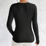 Slim Fit Long Sleeve Knit Top Sexy Hollow Design Ribbed Fabric Autumn Winter Style Wholesale Ava