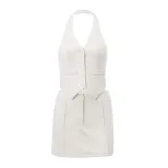 French Vintage Sleeveless Button Up Cardigan Irregular Vest Chic Crop Top Fall Outfit for Trendy