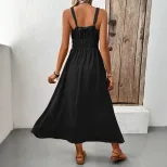 Casual Womens Dress Simple Solid Color Sleeveless Design Comfortable Fabric Perfect for Summer O