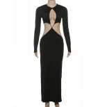 Winter Womens Sexy Hollow Out Bodycon Dress Long Sleeve Waist Cutout Elegant Design Perfect for