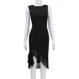 Sleeveless Backless Dress Sexy Fit and Flare Irregular Hem Mesh Paneling Perfect for Parties and