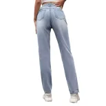 High Waisted Wide Leg Jeans Loose Fit Straight Cut Durable Denim Casual Wear for Women Wholesale