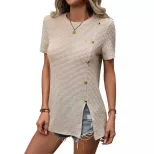 Slim Fit Solid Color T Shirt Womens Casual Style Versatile for Everyday Wear Available for Whole
