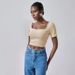 Casual Crop Top T Shirt Summer Style Short Sleeve Minimalist Design Trendy Look Wholesale Availa