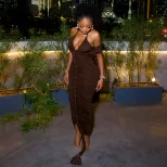 Casual V Neck Long Dress Solid Color Bodycon Fit Ruched Design Unique Style Perfect for Parties