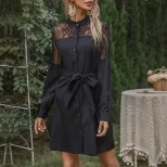 Vintage Black Lace Long Sleeve Dress for Women Elegant Autumn Style Perfect for Parties and Spec