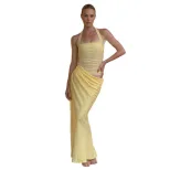 Bodycon Backless Dress Sheer Mesh Fabric Summer Party Wear Available in Yellow Pink Purple Sizes S M L