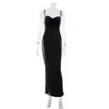 Lace Trimmed Bodycon Dress Sexy Hollow Out Design Strapless Figure Hugging Perfect for Parties W